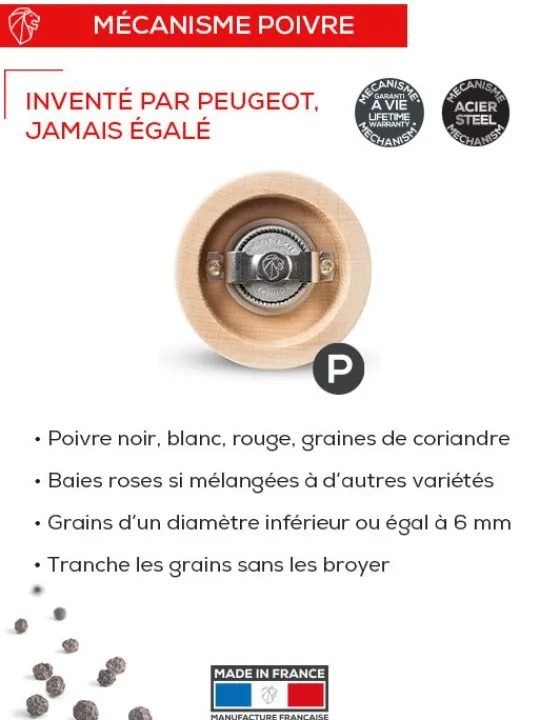 Peugeot Saveurs Le moulin d'olivier roellinger Moulin à poivre manuel en bois avec manivelle, , 13 cm - 5in -> Idées Cadeaux -100€ | Envie De Saveurs