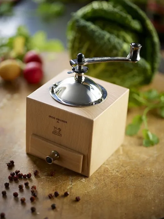 Peugeot Saveurs Le moulin d'olivier roellinger Moulin à poivre manuel en bois avec manivelle, , 13 cm - 5in -> Idées Cadeaux -100€ | Envie De Saveurs