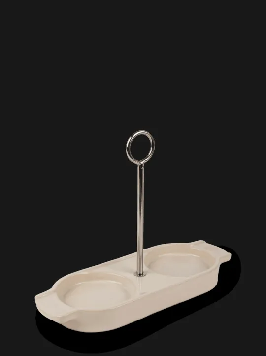 Peugeot Saveurs Linéa Plateau pour deux moulins, céramique, écru -> Idées Cadeaux -50€ | Plateaux