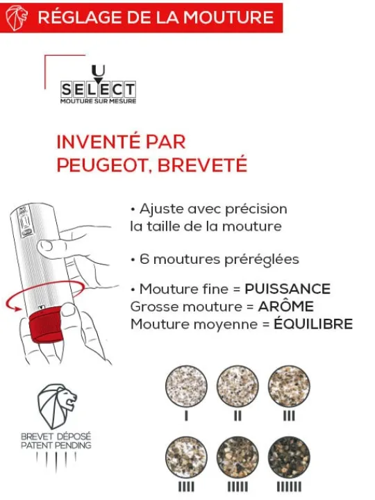 Peugeot Saveurs Line electrique Coffret cadeau - duo de moulins à poivre et à sel électriques rechargeables, u'select, carbone et aluminium, 15 cm - 6in. -> Coffrets Cadeaux | Envie De Design