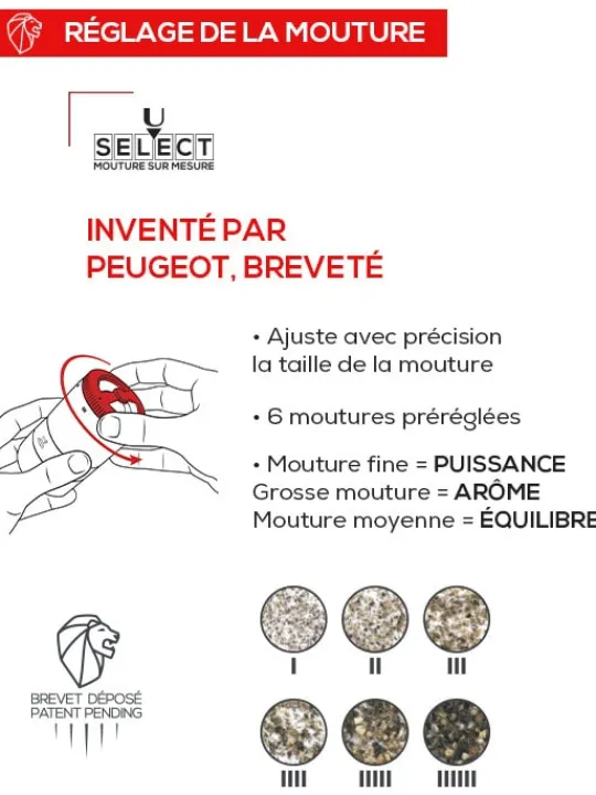 Peugeot Saveurs Maestro Bar à poivres - moulin à poivre u'select accompagné de 3 grands crus de poivres, de 3 réservoirs interchangeables, noir -> Idées Cadeaux -100€ | Coffrets Cadeaux