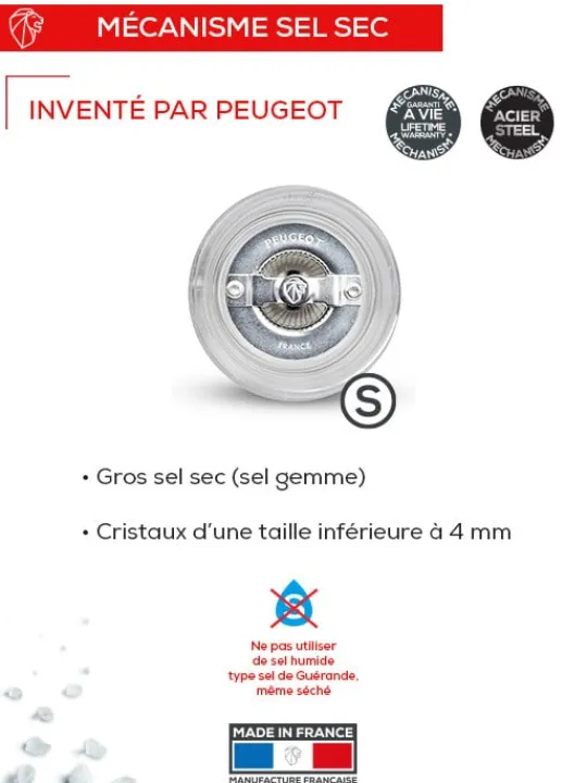 Peugeot Saveurs Nancy Moulin à sel manuel en acryl 18 cm -> Moulins À Sel Et Salières