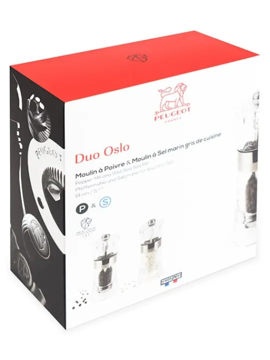 Peugeot Saveurs Oslo Duo de moulins à poivre et à sel humide manuels en acryl 14 cm -> Duos Et Combi 2 En 1 | Moulins À Sel Et Salières
