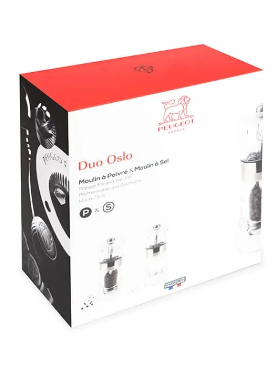 Peugeot Saveurs Oslo Duo de moulins à poivre et à sel manuels en acryl 14 cm -> Duos Et Combi 2 En 1 | Moulins À Sel Et Salières
