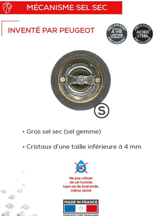 Peugeot Saveurs Paris Moulin à sel manuel en bois couleur 30 cm -> Moulins À Sel Et Salières