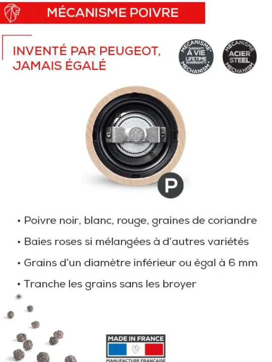 Peugeot Saveurs Paris u'select Moulin à poivre manuel en bois, u'select, collection graphite, 27 cm - 10,75in. -> Moulins À Poivre