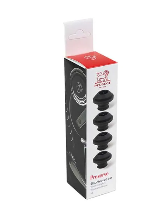 Peugeot Saveurs Preserve Bouchons à vin (x4) -> Idées Cadeaux -50€ | Accessoires Vin Et Champagne